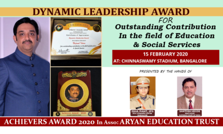 Najmul Islam Ahmer conferred with Dynamic Leadership Award by Achievers Award 2020 & Aryan Education Trust