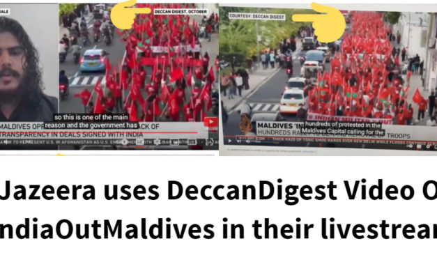 AlJazeera uses DeccanDigest Video On #IndiaOutMaldives in their livestream