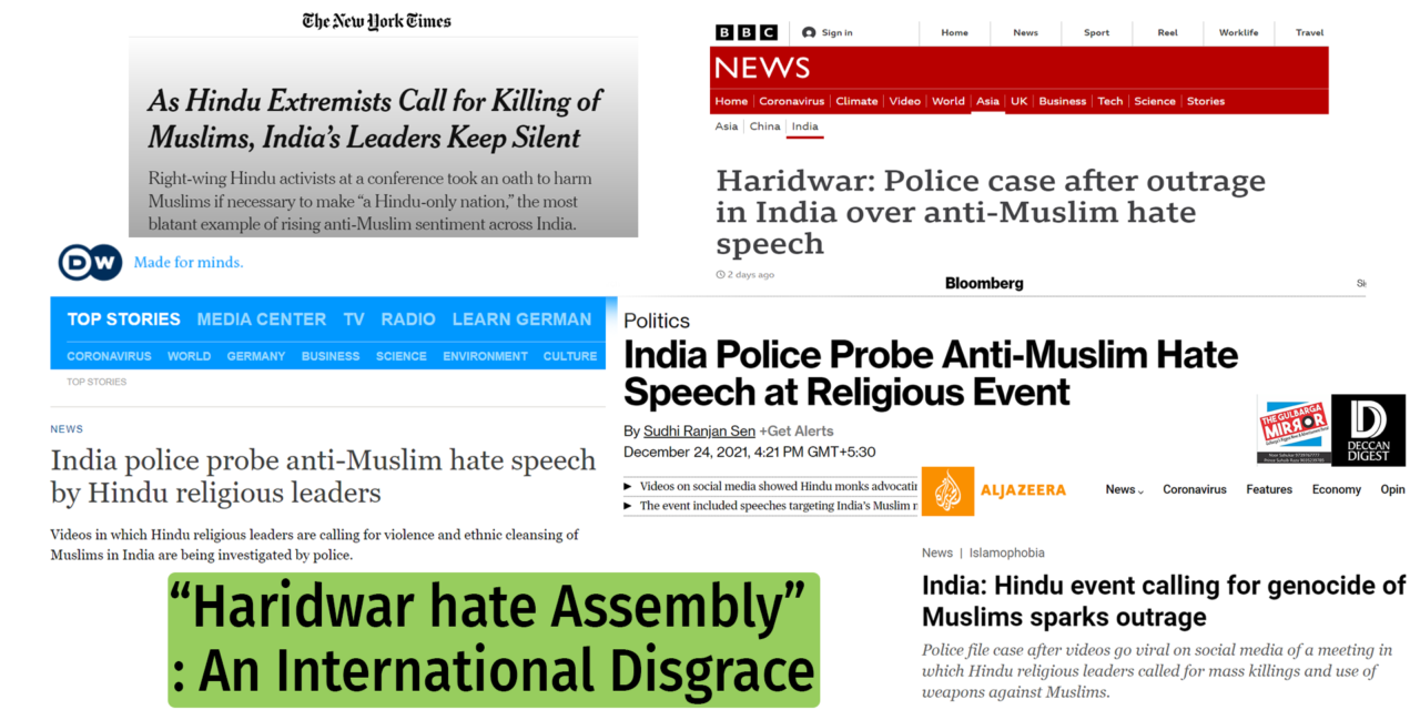 International Disgrace: #haridwarGenocidalMeet Hate speeches by Hindu seers spark National & International outrage bringing disgrace to country.